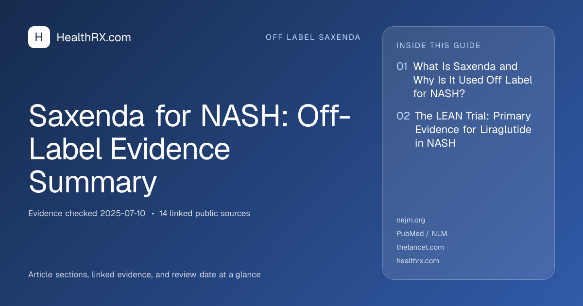 Evidence overview for Saxenda for NASH: Off-Label Evidence Summary