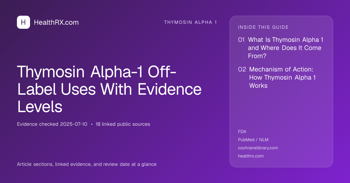 Evidence overview for Thymosin Alpha-1 Off-Label Uses With Evidence Levels