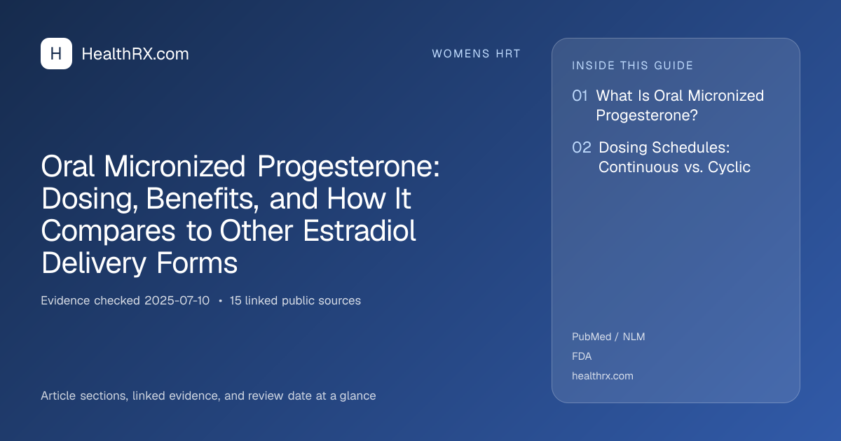 Evidence overview for Oral Micronized Progesterone: Dosing, Benefits, and How It Compares to Other Estradiol Delivery Forms