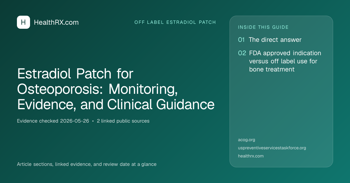 Evidence overview for Estradiol Patch for Osteoporosis: Monitoring, Evidence, and Clinical Guidance