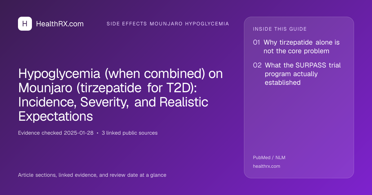 Evidence overview for Hypoglycemia (when combined) on Mounjaro (tirzepatide for T2D): Incidence, Severity, and Realistic Expectations