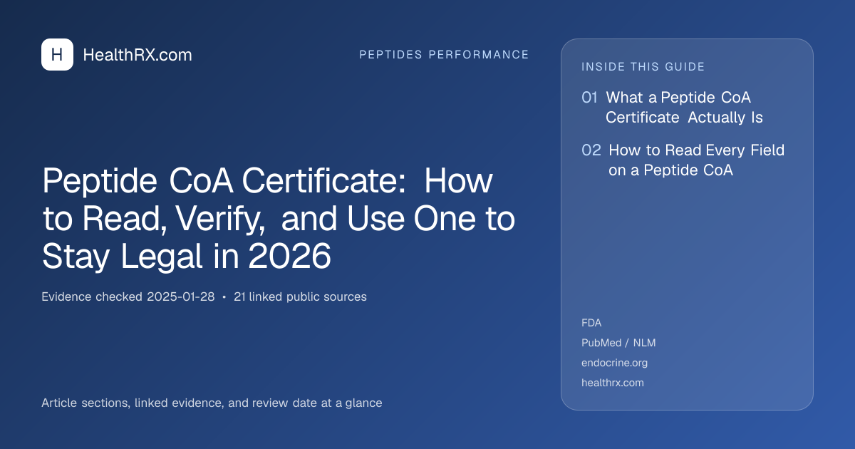 Evidence overview for Peptide CoA Certificate: How to Read, Verify, and Use One to Stay Legal in 2026