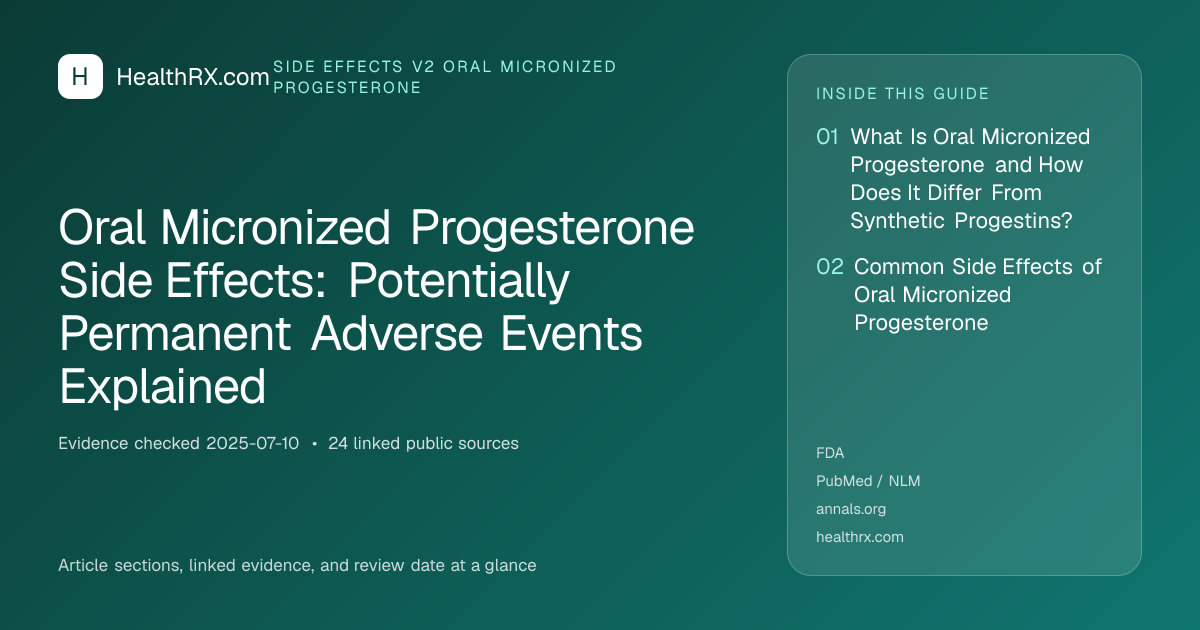 Evidence overview for Oral Micronized Progesterone Side Effects: Potentially Permanent Adverse Events Explained