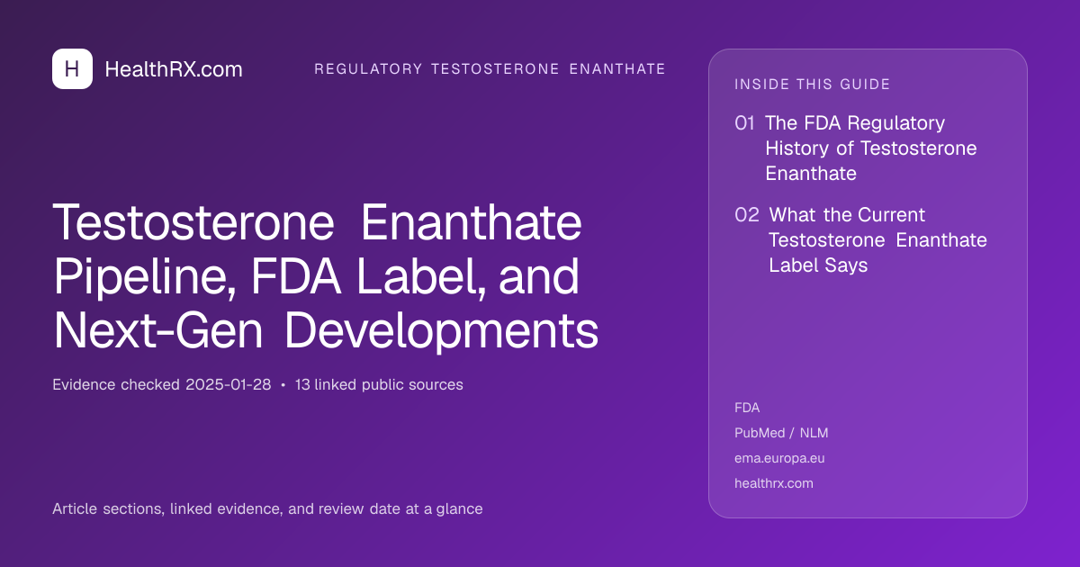 Evidence overview for Testosterone Enanthate Pipeline, FDA Label, and Next-Gen Developments