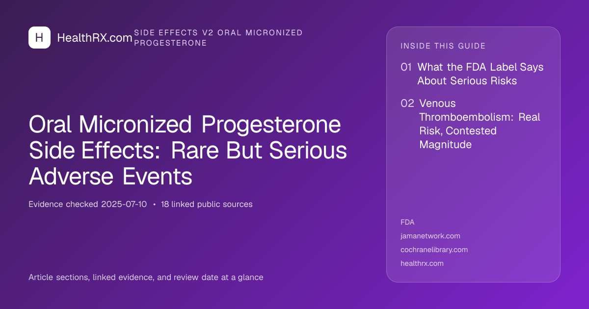 Evidence overview for Oral Micronized Progesterone Side Effects: Rare But Serious Adverse Events