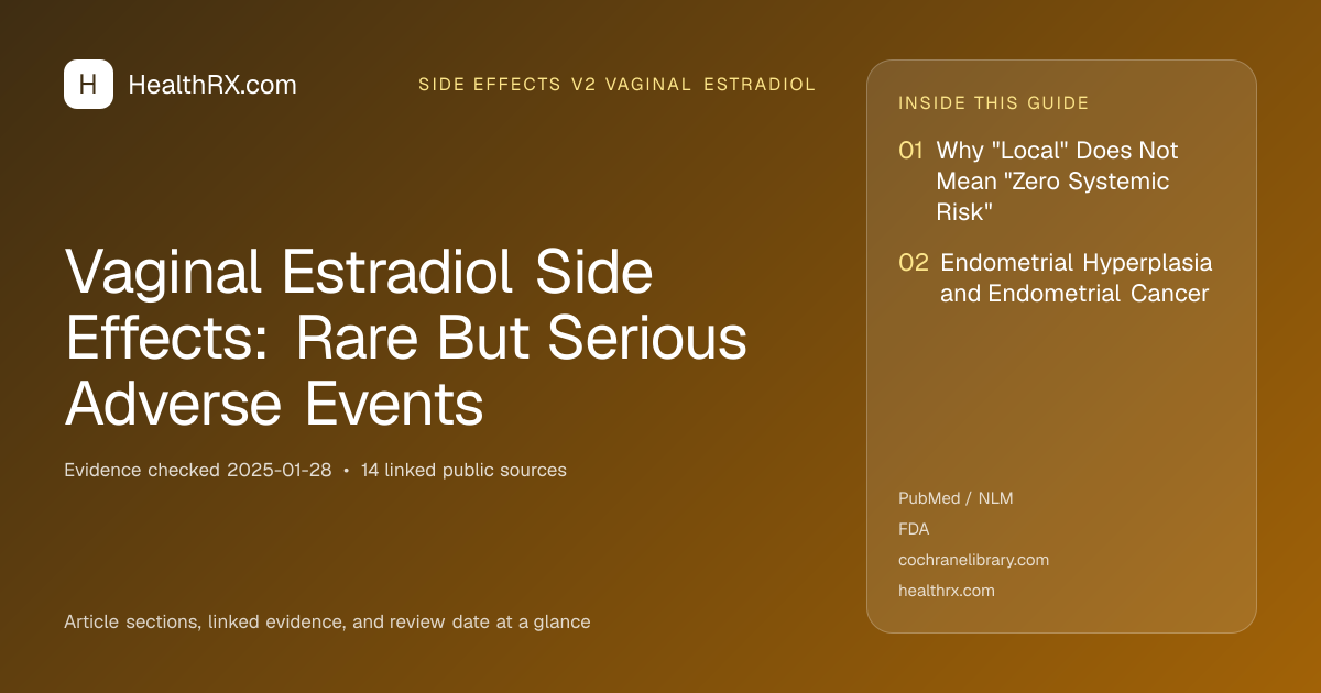 Evidence overview for Vaginal Estradiol Side Effects: Rare But Serious Adverse Events