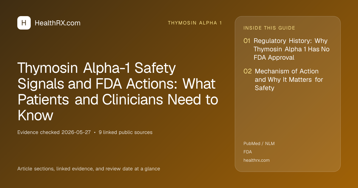 Evidence overview for Thymosin Alpha-1 Safety Signals and FDA Actions: What Patients and Clinicians Need to Know