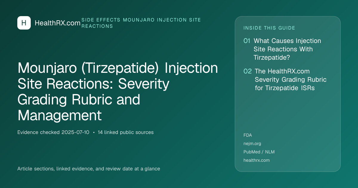 Evidence overview for Mounjaro (Tirzepatide) Injection Site Reactions: Severity Grading Rubric and Management