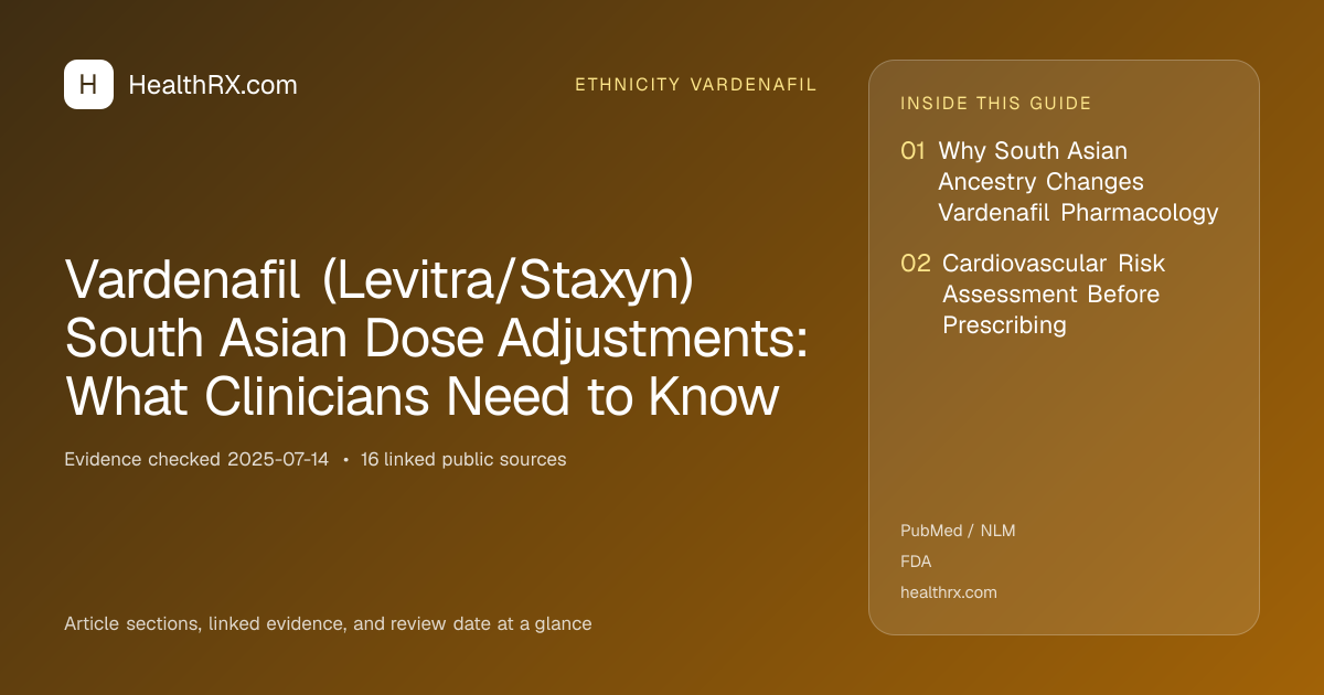 Evidence overview for ethnicity vardenafil: Vardenafil (Levitra/Staxyn) South Asian Dose Adjustments: What Clinicians Need to Know