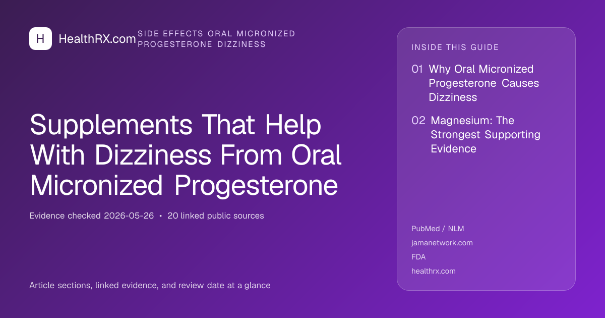 Evidence overview for Supplements That Help With Dizziness From Oral Micronized Progesterone