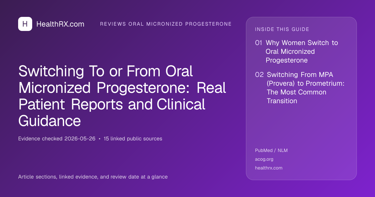 Evidence overview for Switching To or From Oral Micronized Progesterone: Real Patient Reports and Clinical Guidance