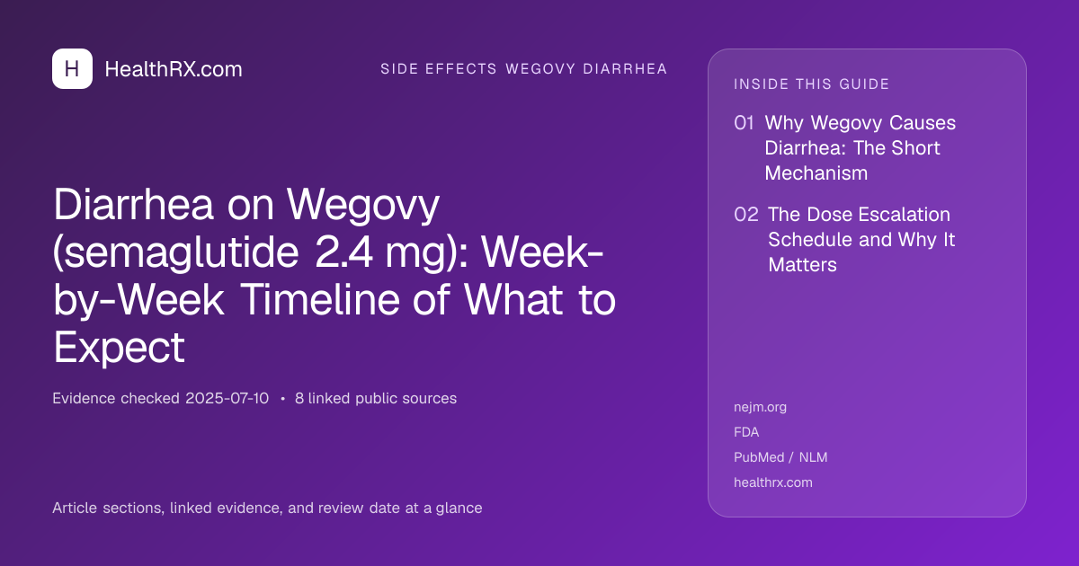 Evidence overview for Diarrhea on Wegovy (semaglutide 2.4 mg): Week-by-Week Timeline of What to Expect