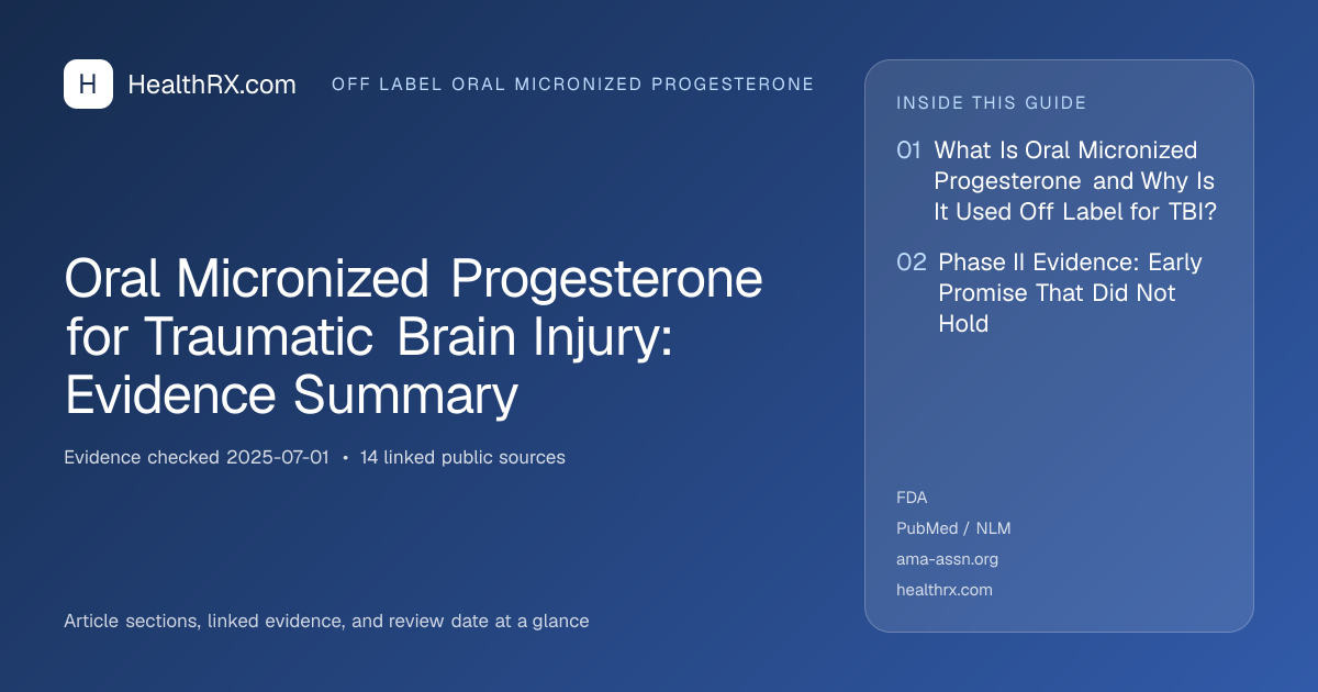 Evidence overview for Oral Micronized Progesterone for Traumatic Brain Injury: Evidence Summary