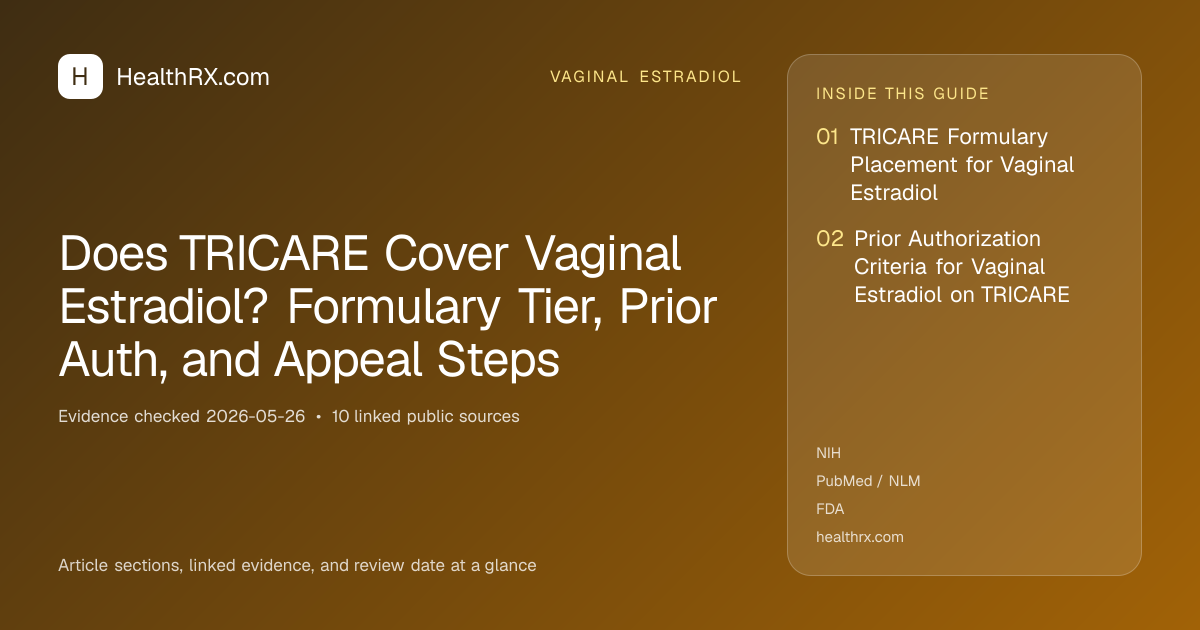 Evidence overview for Does TRICARE Cover Vaginal Estradiol? Formulary Tier, Prior Auth, and Appeal Steps