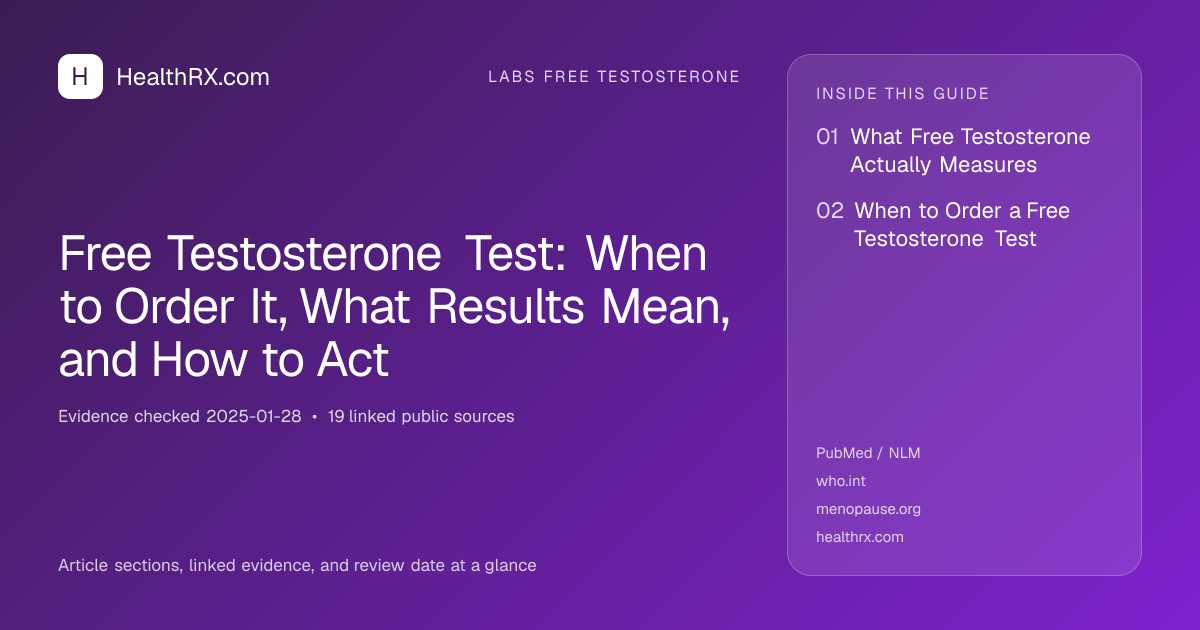 Evidence overview for Free Testosterone Test: When to Order It, What Results Mean, and How to Act
