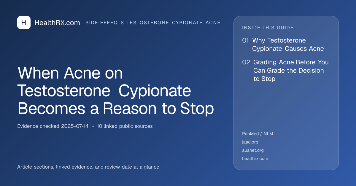 Evidence overview for When Acne on Testosterone Cypionate Becomes a Reason to Stop