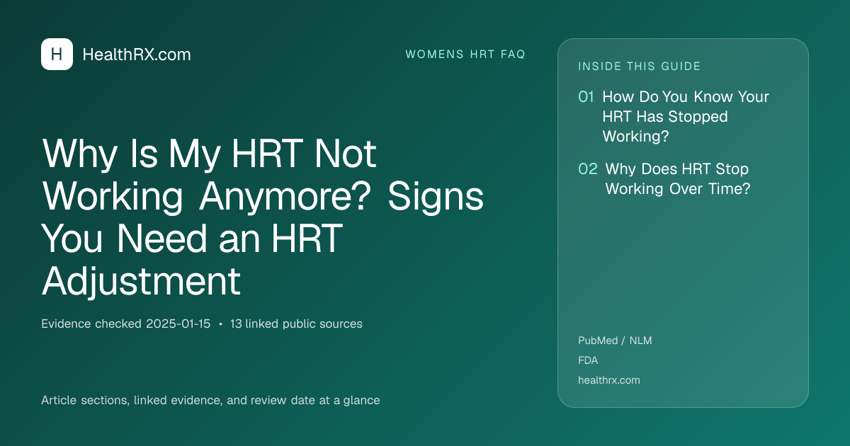 Evidence overview for Why Is My HRT Not Working Anymore? Signs You Need an HRT Adjustment