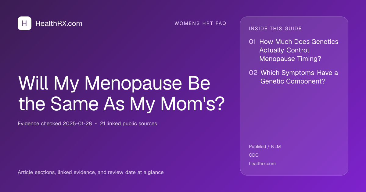 Evidence overview for Will My Menopause Be the Same As My Mom's?