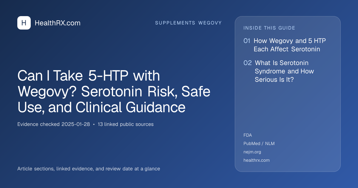Evidence overview for Can I Take 5-HTP with Wegovy? Serotonin Risk, Safe Use, and Clinical Guidance