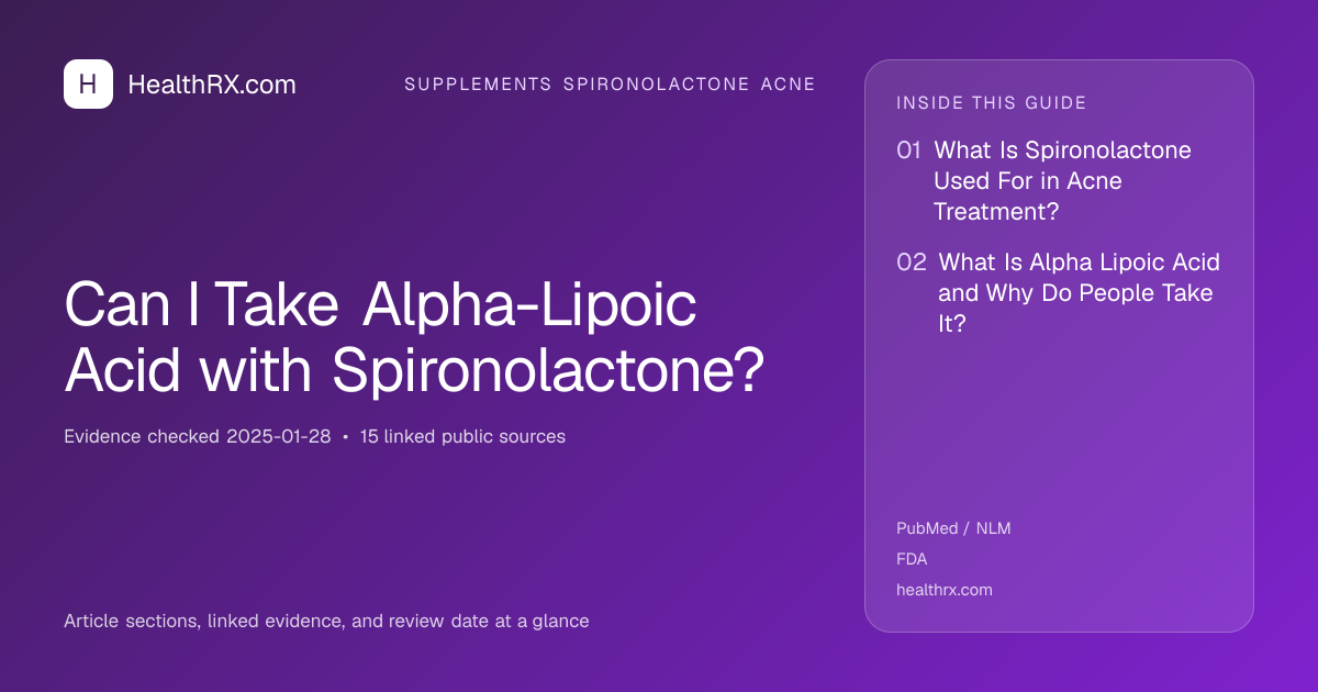 Evidence overview for supplements spironolactone acne: Can I Take Alpha-Lipoic Acid with Spironolactone?