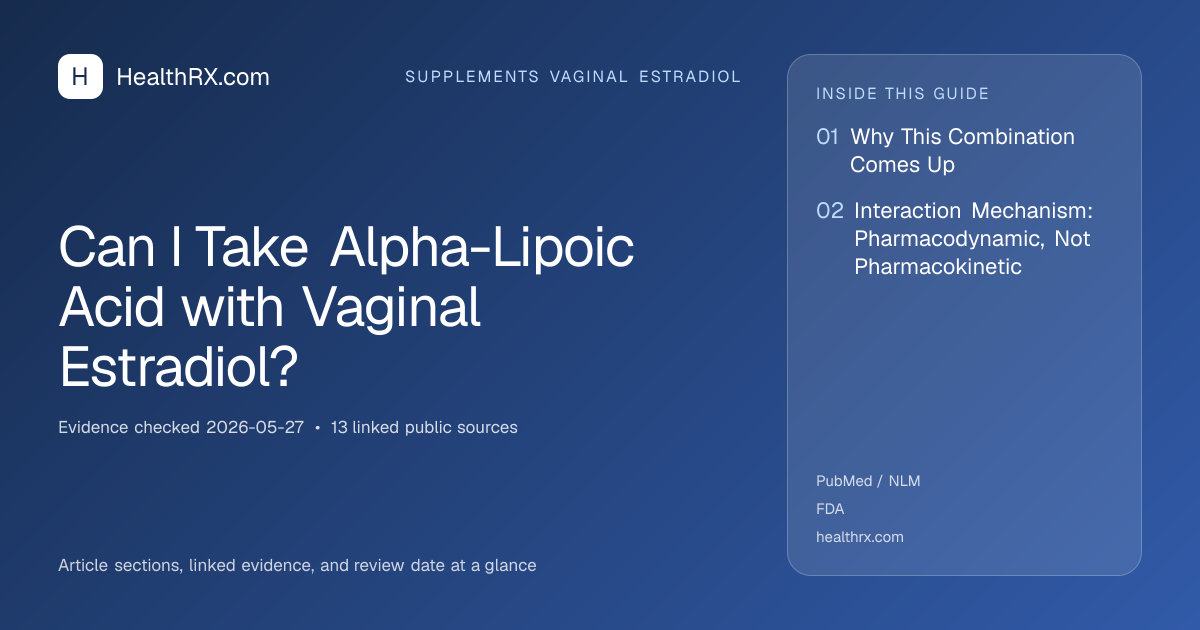 Evidence overview for Can I Take Alpha-Lipoic Acid with Vaginal Estradiol?