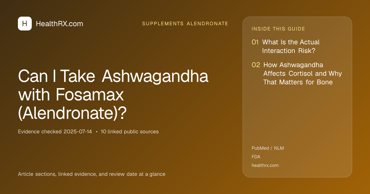 Evidence overview for supplements alendronate: Can I Take Ashwagandha with Fosamax (Alendronate)?