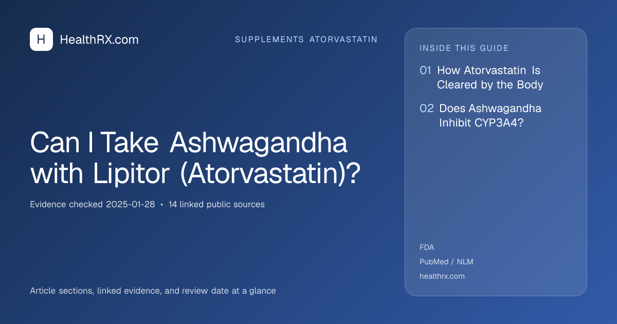 Evidence overview for supplements atorvastatin: Can I Take Ashwagandha with Lipitor (Atorvastatin)?