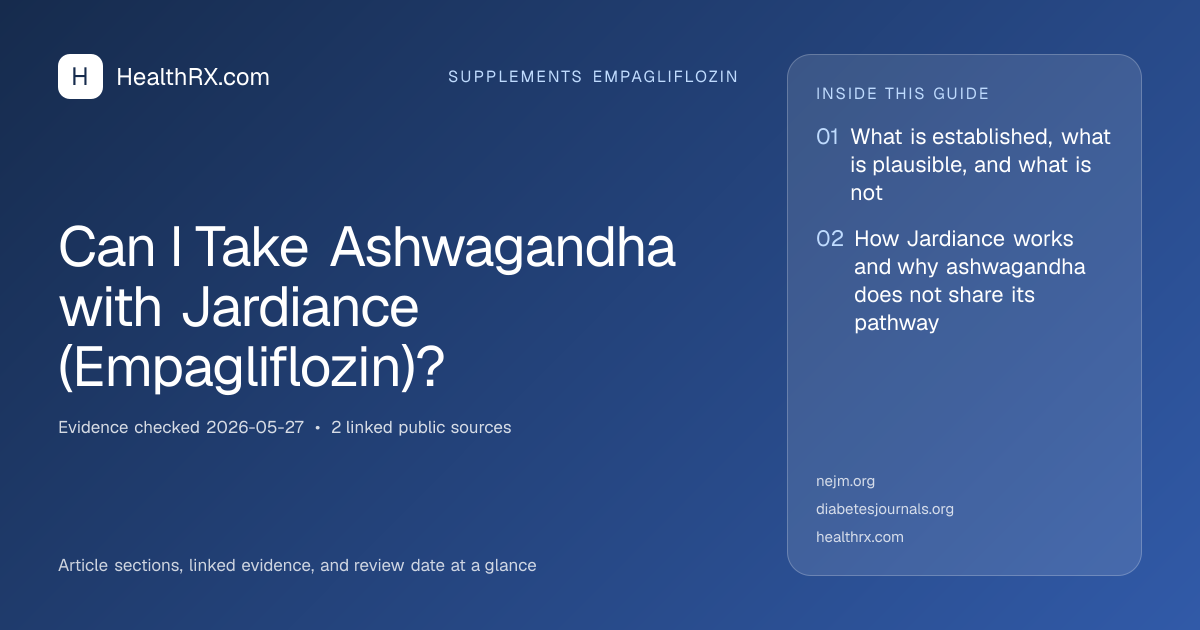 Evidence overview for supplements empagliflozin: Can I Take Ashwagandha with Jardiance (Empagliflozin)?