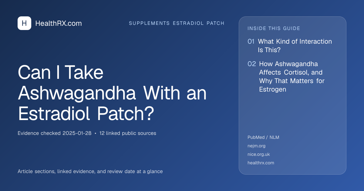 Evidence overview for supplements estradiol patch: Can I Take Ashwagandha With an Estradiol Patch?
