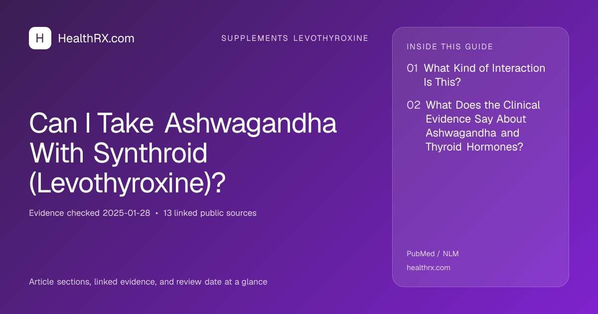 Evidence overview for supplements levothyroxine: Can I Take Ashwagandha With Synthroid (Levothyroxine)?