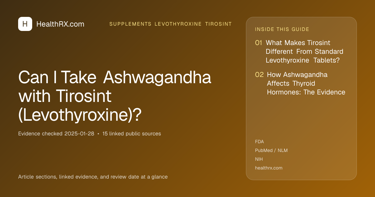 Evidence overview for supplements levothyroxine tirosint: Can I Take Ashwagandha with Tirosint (Levothyroxine)?
