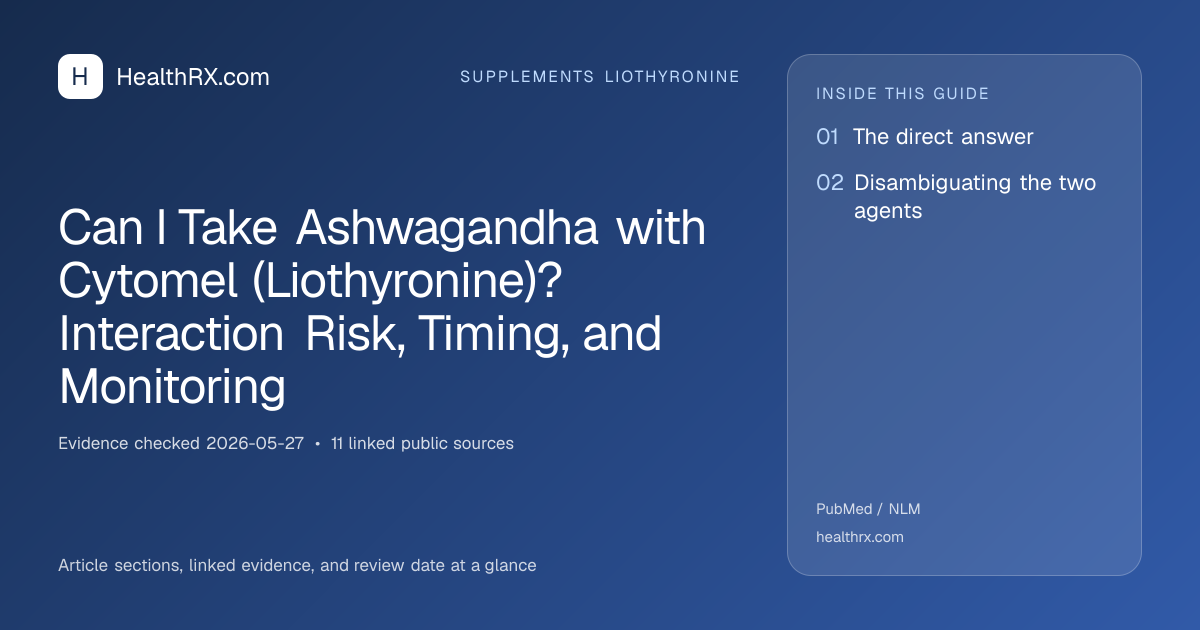 Evidence overview for Can I Take Ashwagandha with Cytomel (Liothyronine)? Interaction Risk, Timing, and Monitoring