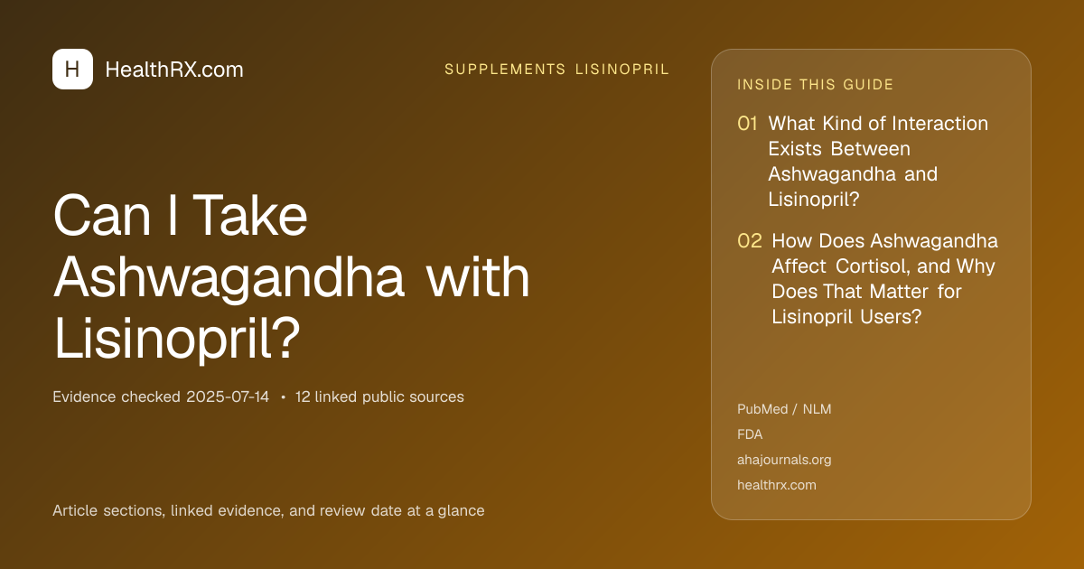 Evidence overview for supplements lisinopril: Can I Take Ashwagandha with Lisinopril?