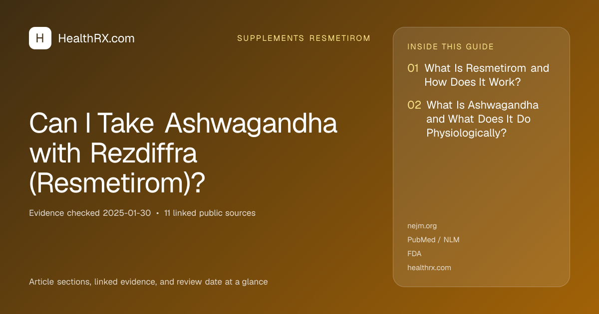 Evidence overview for supplements resmetirom: Can I Take Ashwagandha with Rezdiffra (Resmetirom)?
