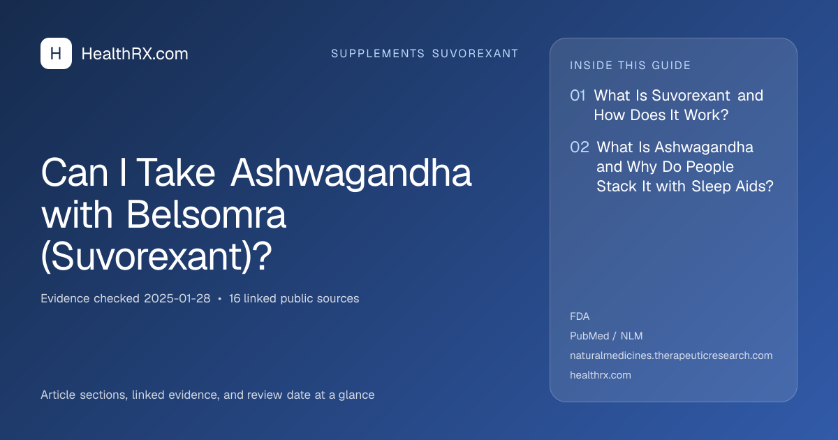 Evidence overview for supplements suvorexant: Can I Take Ashwagandha with Belsomra (Suvorexant)?