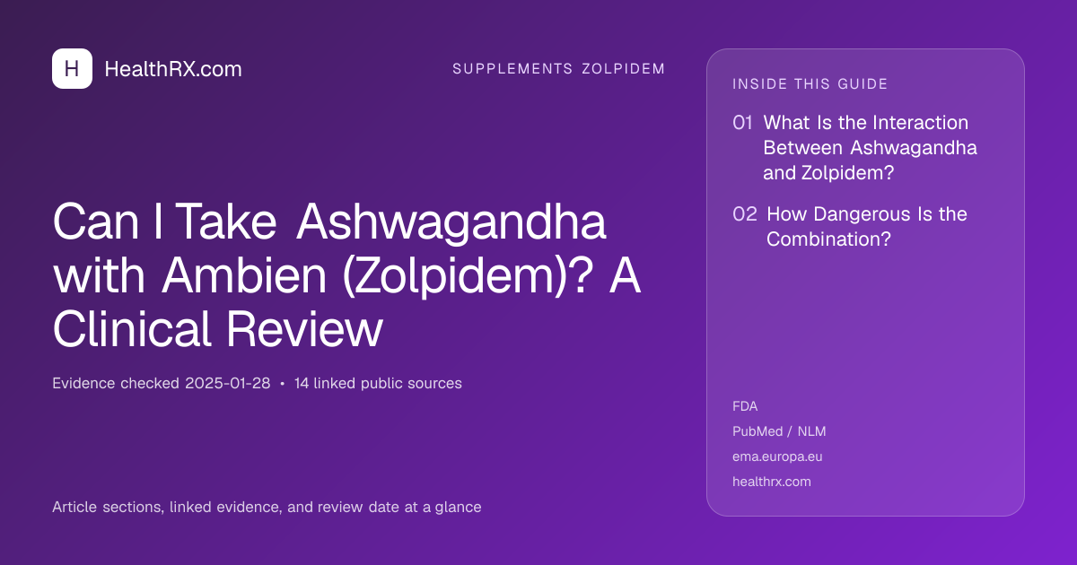 Evidence overview for supplements zolpidem: Can I Take Ashwagandha with Ambien (Zolpidem)? A Clinical Review
