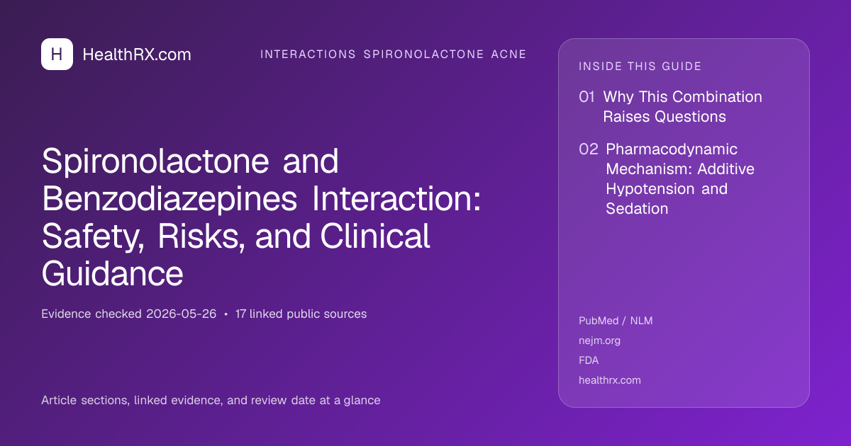 Evidence overview for Spironolactone and Benzodiazepines Interaction: Safety, Risks, and Clinical Guidance