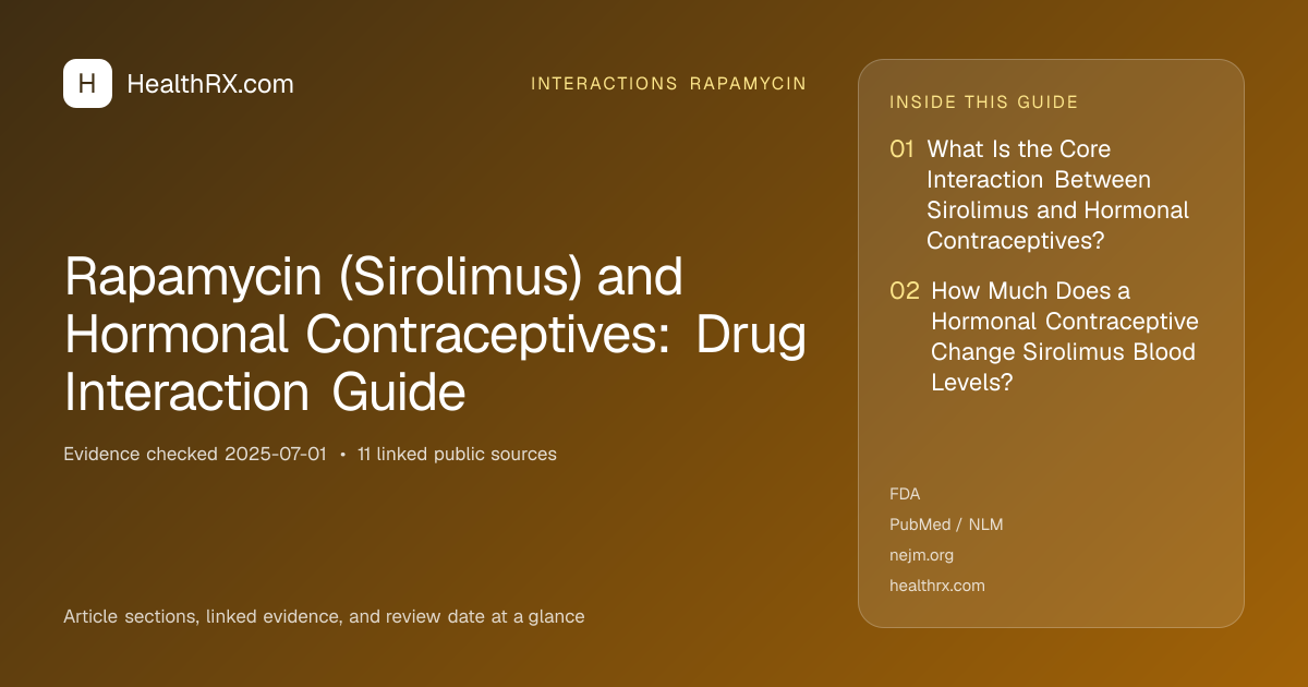 Evidence overview for interactions rapamycin: Rapamycin (Sirolimus) and Hormonal Contraceptives: Drug Interaction Guide