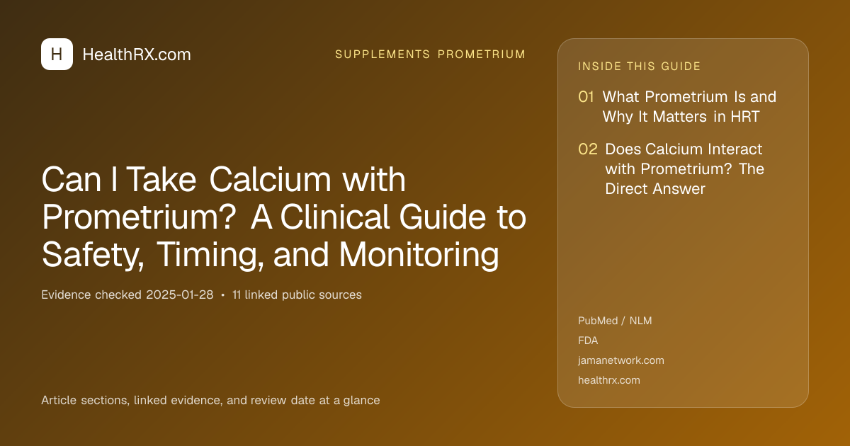 Evidence overview for Can I Take Calcium with Prometrium? A Clinical Guide to Safety, Timing, and Monitoring