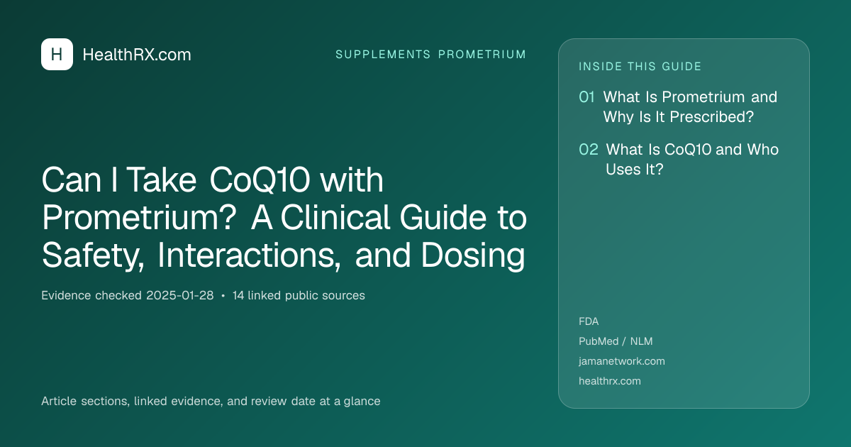 Evidence overview for Can I Take CoQ10 with Prometrium? A Clinical Guide to Safety, Interactions, and Dosing