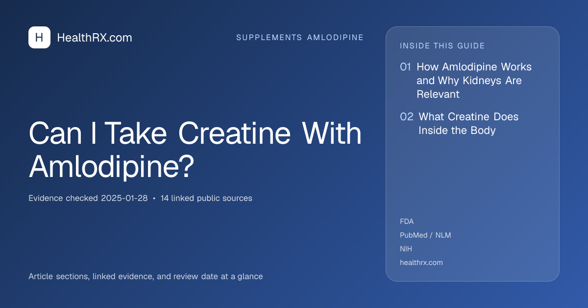 Evidence overview for supplements amlodipine: Can I Take Creatine With Amlodipine?