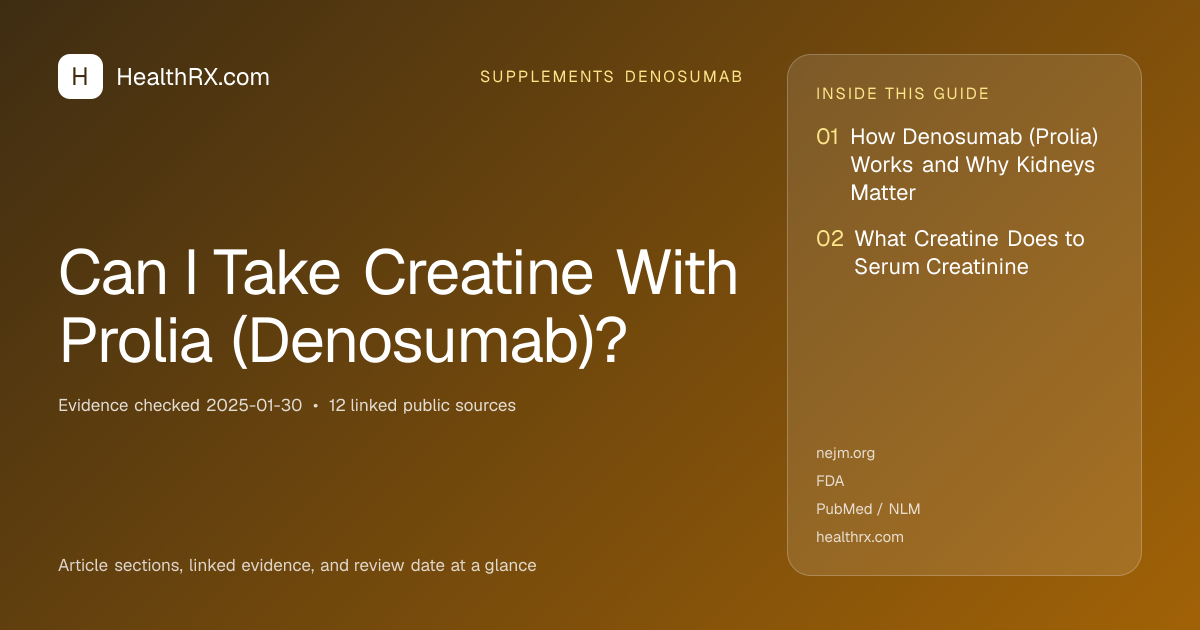 Evidence overview for supplements denosumab: Can I Take Creatine With Prolia (Denosumab)?