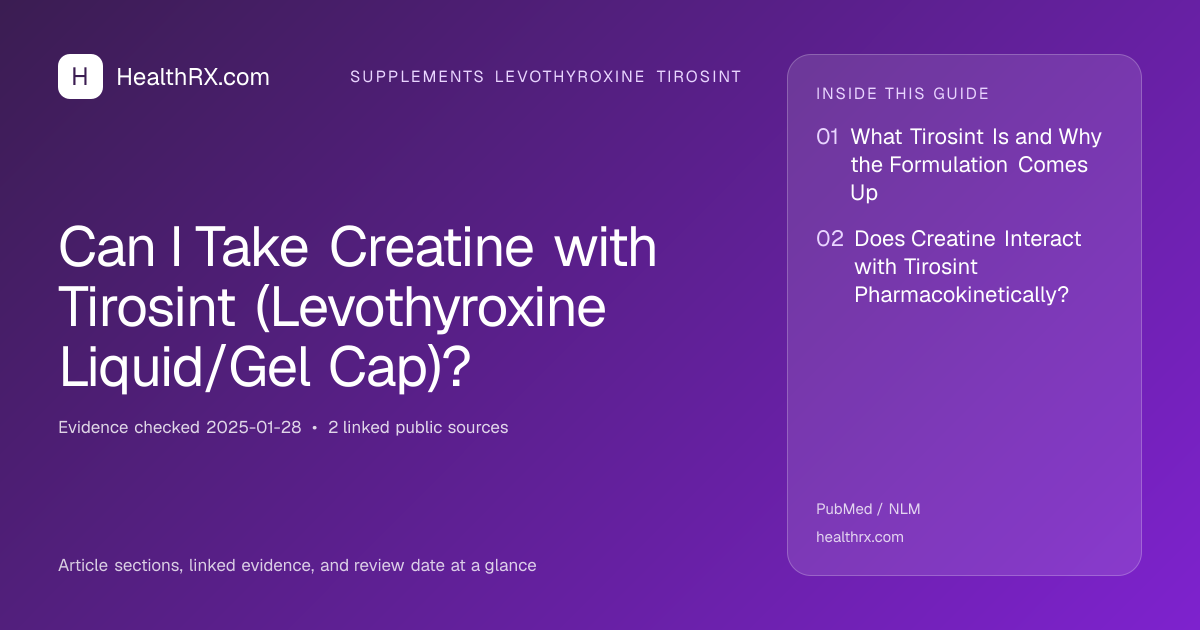 Evidence overview for supplements levothyroxine tirosint: Can I Take Creatine with Tirosint (Levothyroxine Liquid/Gel Cap)?