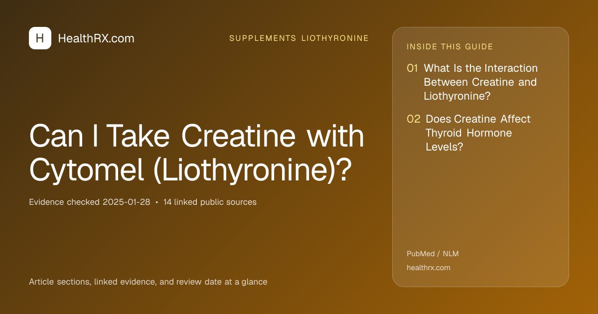 Evidence overview for supplements liothyronine: Can I Take Creatine with Cytomel (Liothyronine)?