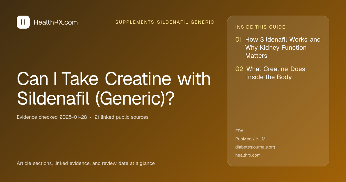 Evidence overview for supplements sildenafil generic: Can I Take Creatine with Sildenafil (Generic)?