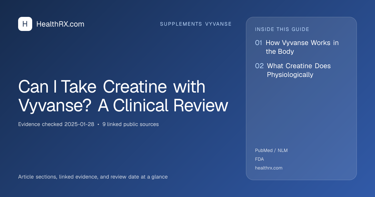 Evidence overview for supplements vyvanse: Can I Take Creatine with Vyvanse? A Clinical Review