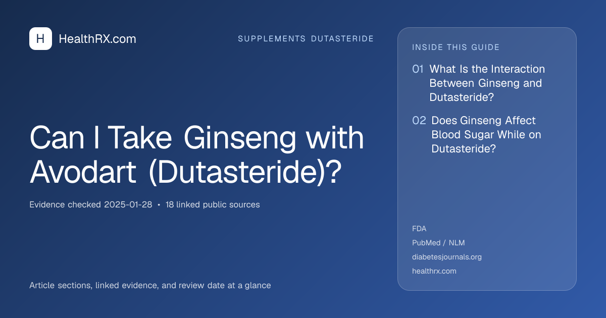 Evidence overview for supplements dutasteride: Can I Take Ginseng with Avodart (Dutasteride)?