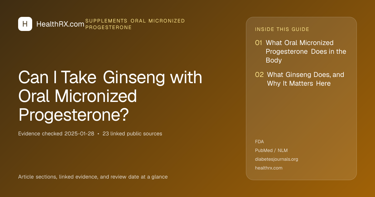 Evidence overview for Can I Take Ginseng with Oral Micronized Progesterone?