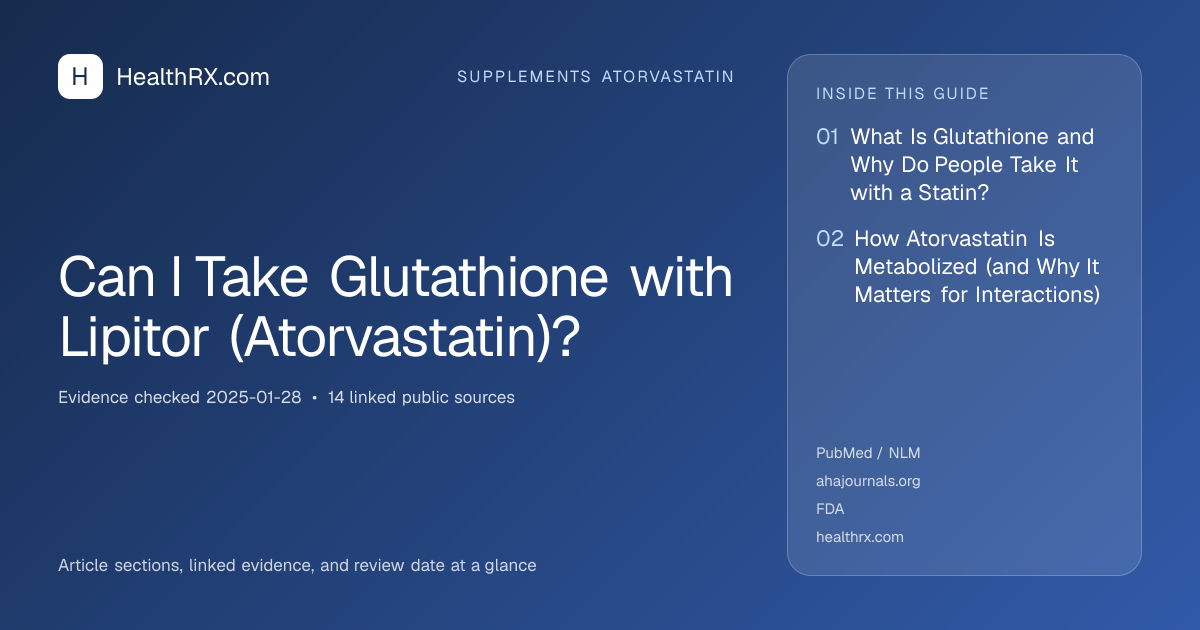 Evidence overview for supplements atorvastatin: Can I Take Glutathione with Lipitor (Atorvastatin)?