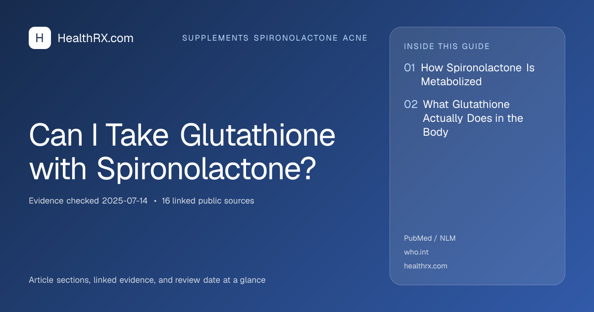 Evidence overview for supplements spironolactone acne: Can I Take Glutathione with Spironolactone?
